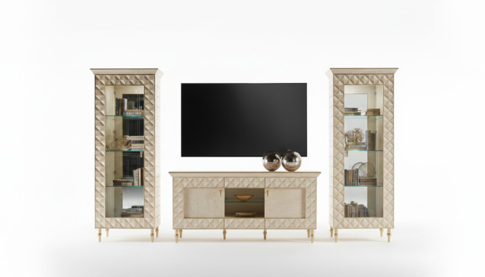 Unité murale vitrine meuble télé armoire buffet baroque style rococo