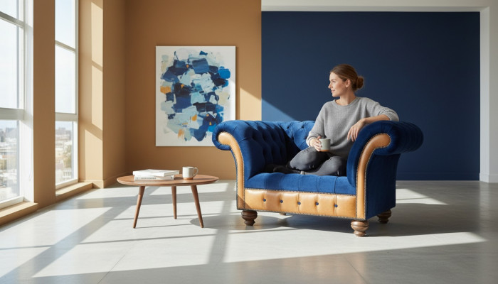 Chesterfield fauteuil en tissu rembourré 1 place canapés design luxe canapés en tissu
