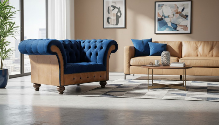 Chesterfield fauteuil en tissu rembourré 1 place canapés design luxe canapés en tissu