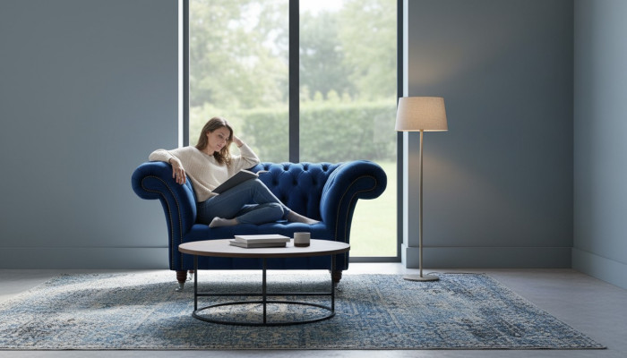 Fauteuil Chesterfield canapé de télévision 1 siège sofa en tissu textile canapés rembourrage #4
