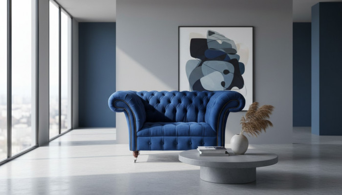 Fauteuil Chesterfield canapé de télévision 1 siège sofa en tissu textile canapés rembourrage #4