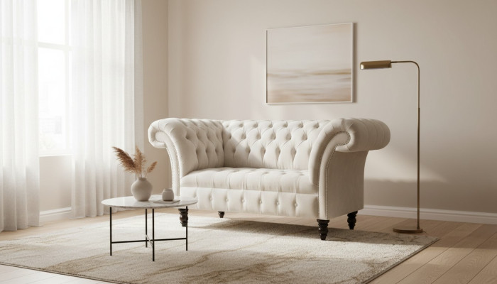 Fauteuil Chesterfield canapé télé 1 place sofa tissu textile canapés coussins #4