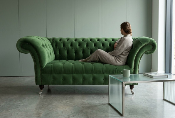 Chesterfield Canapé 2 Places Tissu Coussin Cuir Canapés Sofas Sofa