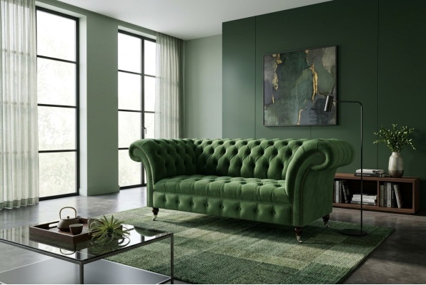 Chesterfield Canapé 2 Places Tissu Coussin Cuir Canapés Sofas Sofa
