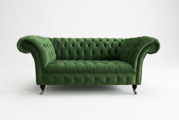 Chesterfield Canapé 2 Places Tissu Coussin Cuir Canapés Sofas Sofa