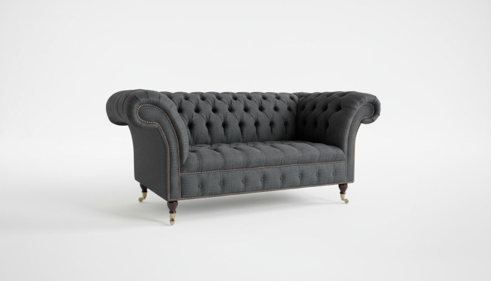 Canapé Chesterfield en textile 2 places Sofa de luxe Canapés rembourrés Canapés de design en tissu