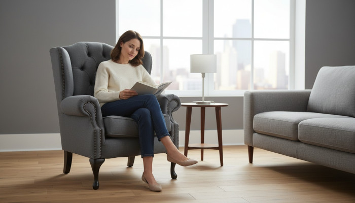 Chesterfield Design Luxus Canapés en Tissu Textil Fauteuil à Oreilles 1 Place Sofa Rembourré