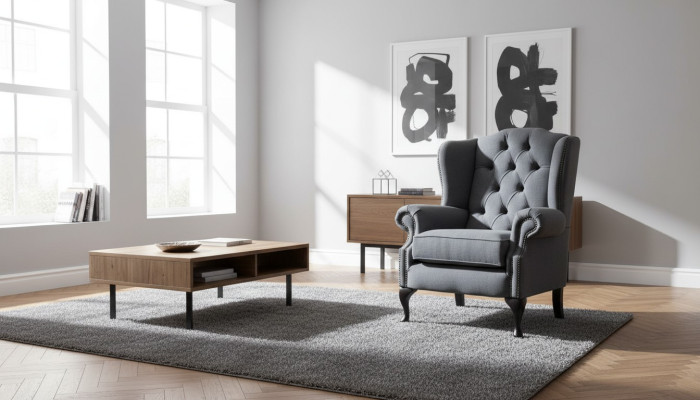 Chesterfield Design Luxus Canapés en Tissu Textil Fauteuil à Oreilles 1 Place Sofa Rembourré