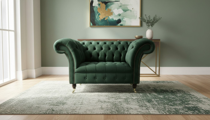 Fauteuil Chesterfield Design Sofa Canapé Tissu Luxueux 1 Place #103