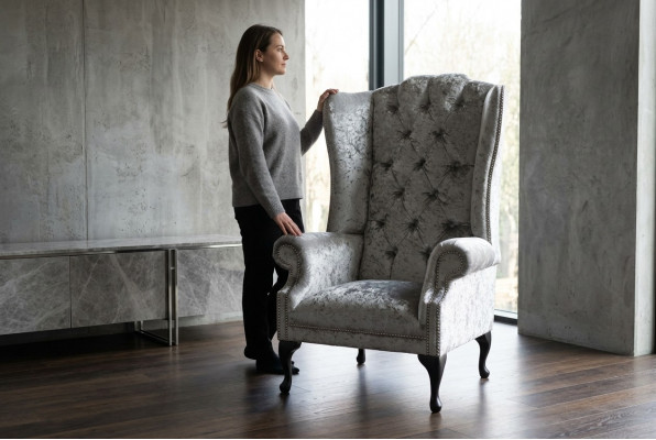 Fauteuil de design Chesterfield Canapé avec coussins en textile de luxe 1 place #102