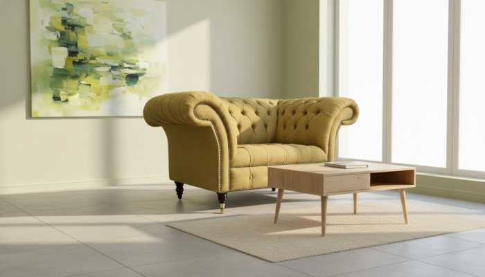Fauteuil design Chesterfield canapé fauteuil en textile de luxe 1 place #100