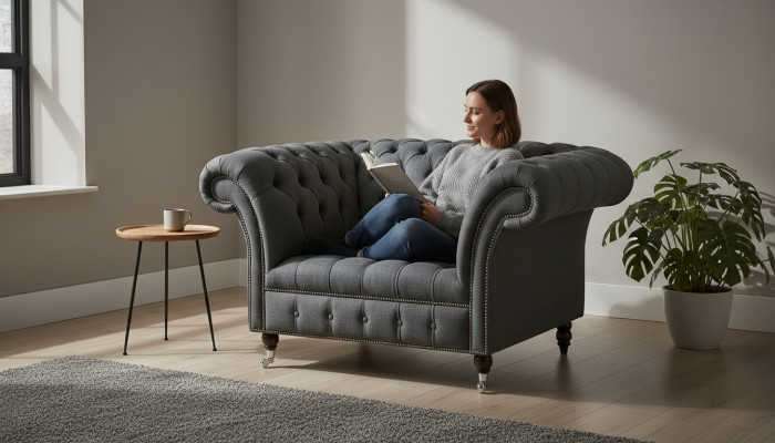 Fauteuil design Chesterfield Canapé Sofa Tissu de luxe 1 place #111