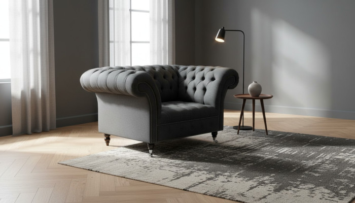 Fauteuil design Chesterfield Canapé Sofa Tissu de luxe 1 place #111
