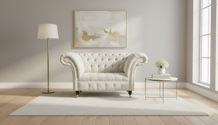 Chesterfield Design Fauteuil Canapé Coussins Luxe Tissu Canapés 1 Place #112