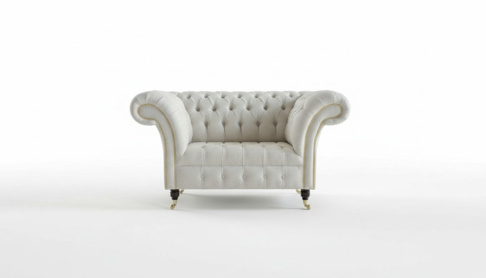 Chesterfield Design Fauteuil Canapé Coussins Luxe Tissu Canapés 1 Place #112