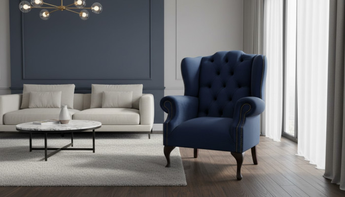 Chesterfield fauteuil à oreilles fauteuil 1 place canapé rembourré sofa relax télévision neuf #1