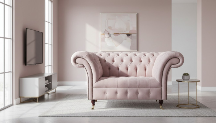 Fauteuil canapé design Chesterfield, canapé, textile de luxe, fauteuil pour 1 personne #133