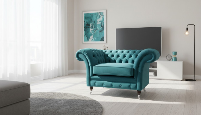 Fauteuil Chesterfield, canapé télé 1 place, tissu textile, canapés rembourrés 136.