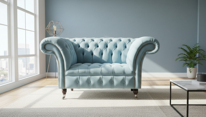 Fauteuil Sofa Design Chesterfield Canapé rembourré de luxe textile 1 place #145