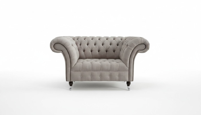 Chesterfield Grand Design Textil Salon Canapé Sofa Rembourrage 1 Siège Cuir #146