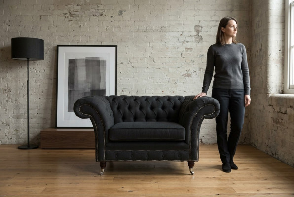 Chesterfield fauteuil télé canapé 1 place sofa en tissu canapés rembourrage 201