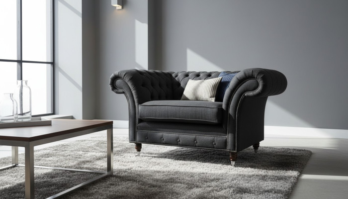 Chesterfield fauteuil télé canapé 1 place sofa en tissu canapés rembourrage 201