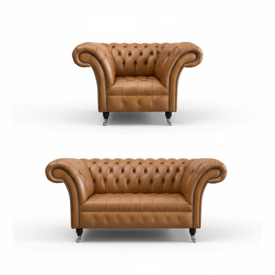 Ensemble de canapé Chesterfield en tissu textile 2+1 Sets de canapés rembourrés