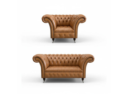 Ensemble de canapé Chesterfield en tissu textile 2+1 Sets de canapés rembourrés