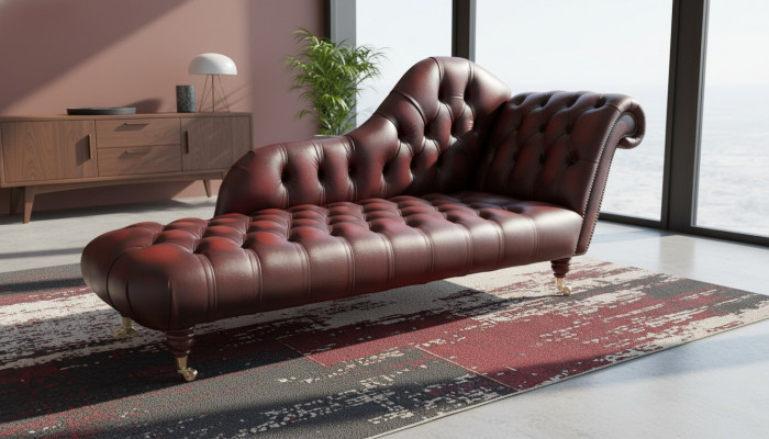 Canapé Club Chesterfield Sofa Lounger 2 places Tapisserie Longue Chaises Longues en Cuir