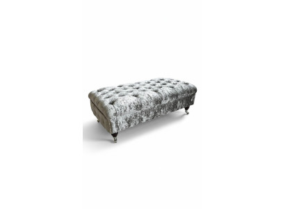 Tabouret XXL Chesterfield en tissu, grand repose-pieds, banc de canapé capitonné en tissu de luxe.