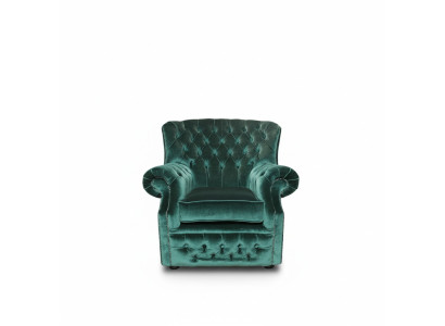 Fauteuil Chesterfield en velours vert, 1 place, canapé, sofa, fauteuil télé, nouveau.