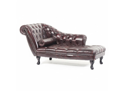 Chesterfield Rouge Chaise Longue Designer Fauteuil en Cuir Canapé Chaise Longue Nouveau