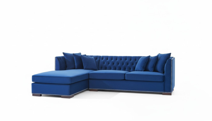 Chesterfield Blue et Designer Canapé d'angle Canapé Suite Tissu Tissu Canapés