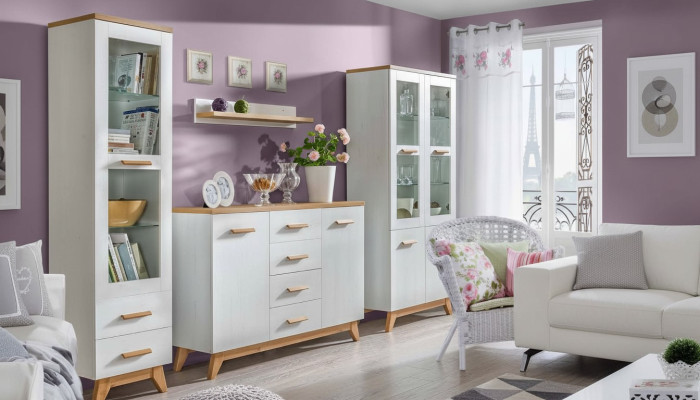 Salle de séjour Ensemble Vitrine Commode Étagère murale Murs vivants Commodes