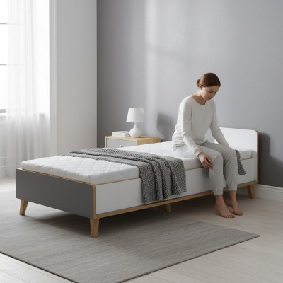 Cadre de lit pour chambre de jeunes, collection chambre d'enfant, lits en bois modernes, neuf.