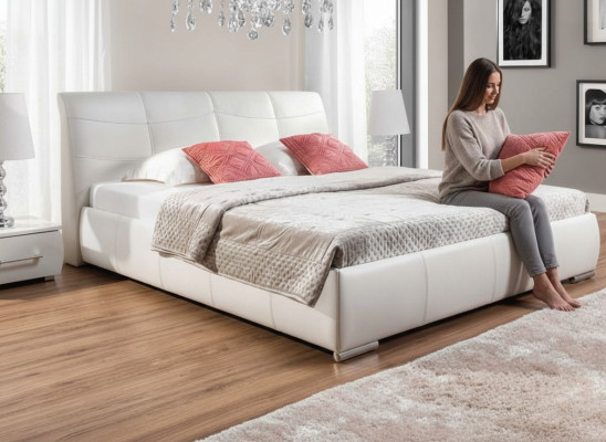 Lit rembourré Lits Lit Rembourrage Cuir Textile Designer Hotel Double Luxe