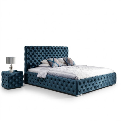 Chesterfield Rembourrage Velours Velours Lit Double de Luxe Lits Design Double