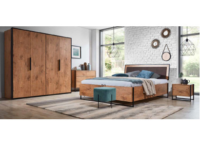 Lit mezzanine Bois Designer Lits Rembourrage Cuir Tissu Toile Hôte 140 160 180