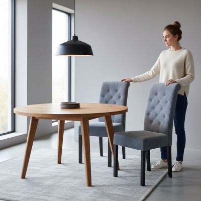 Ensemble de 8 chaises Bleu et Chesterfield. Fauteuils Designer, meubles modernes d'assise.