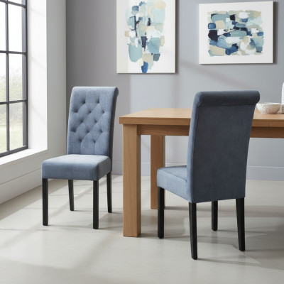 Ensemble de 8 chaises Bleu et Chesterfield. Fauteuils Designer, meubles modernes d'assise.