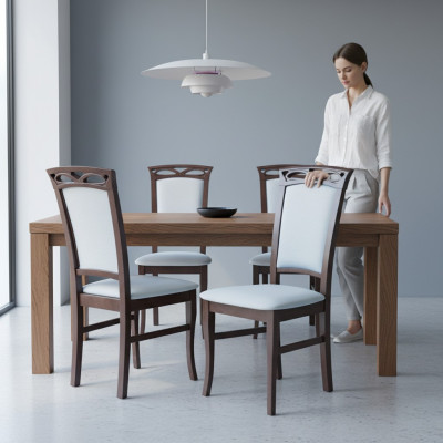 6x Ensemble de chaises de designer Salle à manger Lehn Sièges Capitonnés Chaises Ensemble Complet