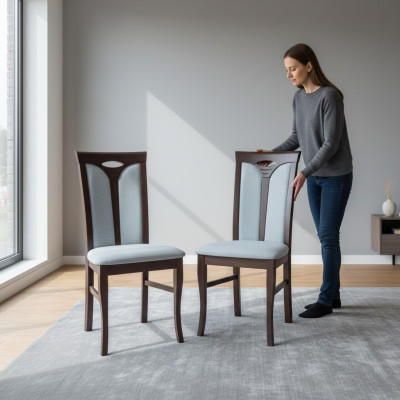 Ensemble de 6 chaises avec revêtement de siège en cuir pour salle à manger