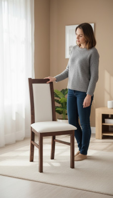 Ensemble de 4 chaises Chesterfield, revêtement en cuir pour siège, chaises de salle à manger.