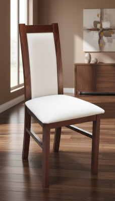 Ensemble de 4 chaises Chesterfield, revêtement en cuir pour siège, chaises de salle à manger.