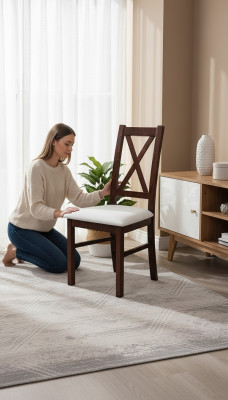 Ensemble de 4 chaises Chesterfield en cuir pour salle à manger