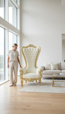 Trône fauteuil Royal Revêtement Chesterfield Velours 1 Place Fauteuils de style antique