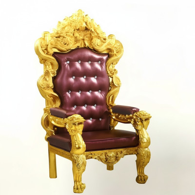 Fauteuil royal de style antique en velours Chesterfield pour 1 personne.