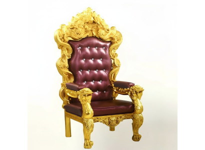 Fauteuil royal de style antique en velours Chesterfield pour 1 personne.