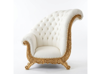 Fauteuil trône royal en velours style antique Chesterfield 1 place rembourré en velours