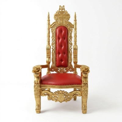 Un grand design d'une superbe chaise rouge avec des détails incroyables sur chaque élément décoratif de style baroque
